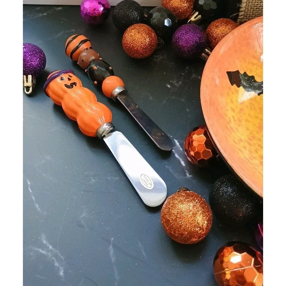 New Halloween Bowl With 2 Spreaders Black‎ Orange Pumpkin Target